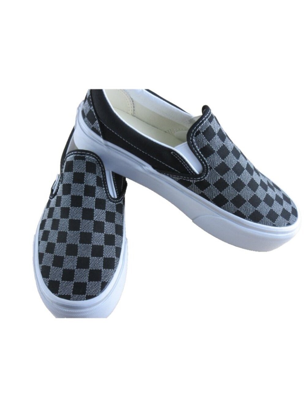 Vans Women's Classic Slip On Platform Metallic Checkerboard Black Shoes Sizes - Picture 4 of 7
